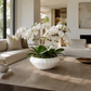 Arwyn White Ceramic Ripped Round Pot