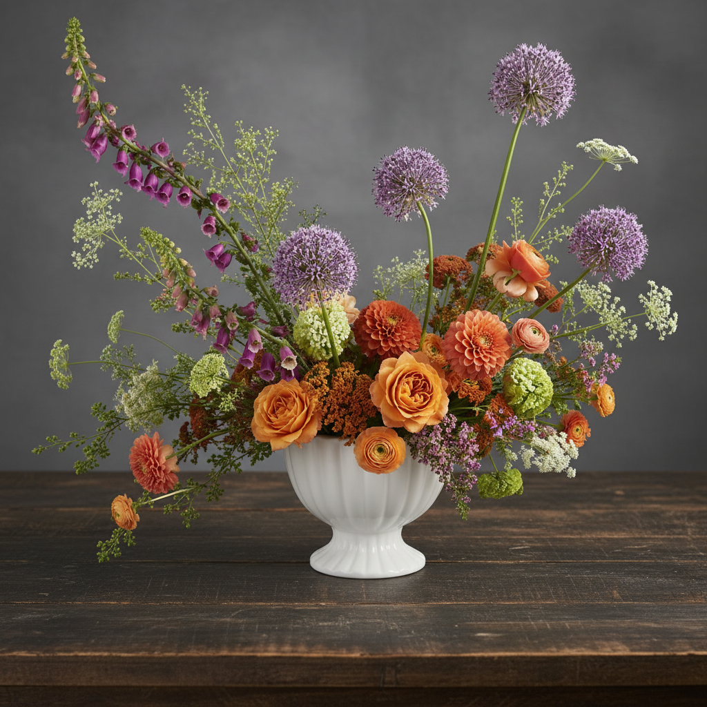 Grellen Rippled Off-White Compote Planters