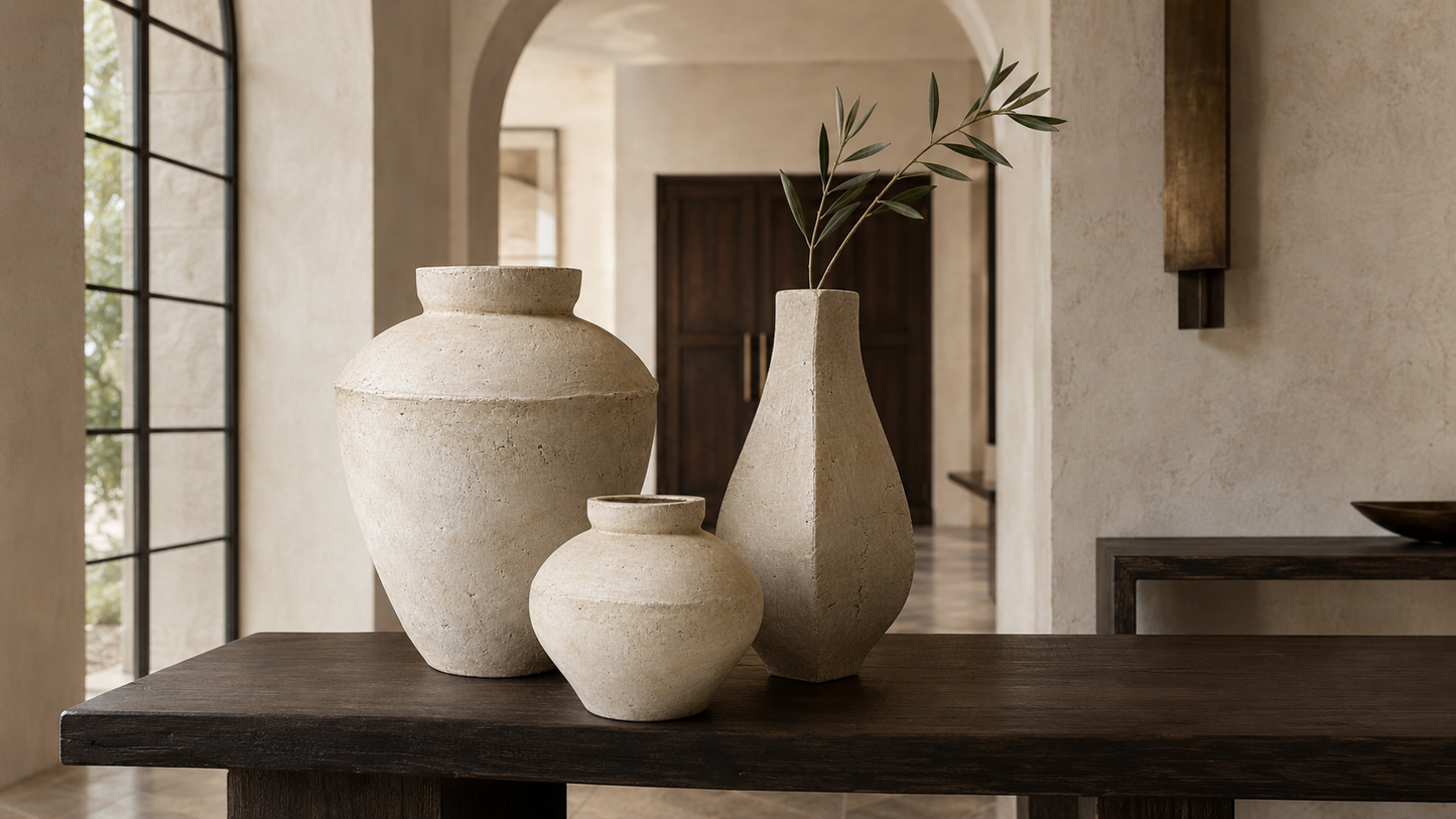 Nixie Handcrafted Faceted Pear-Shaped Terracotta Vase