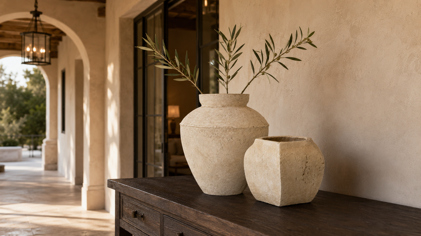 Misu Handcrafted Faceted Terracotta Planter Vase