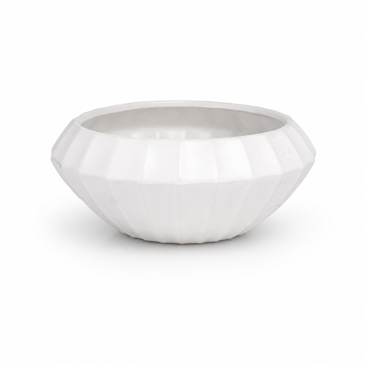Arwyn White Ceramic Ripped Round Pot