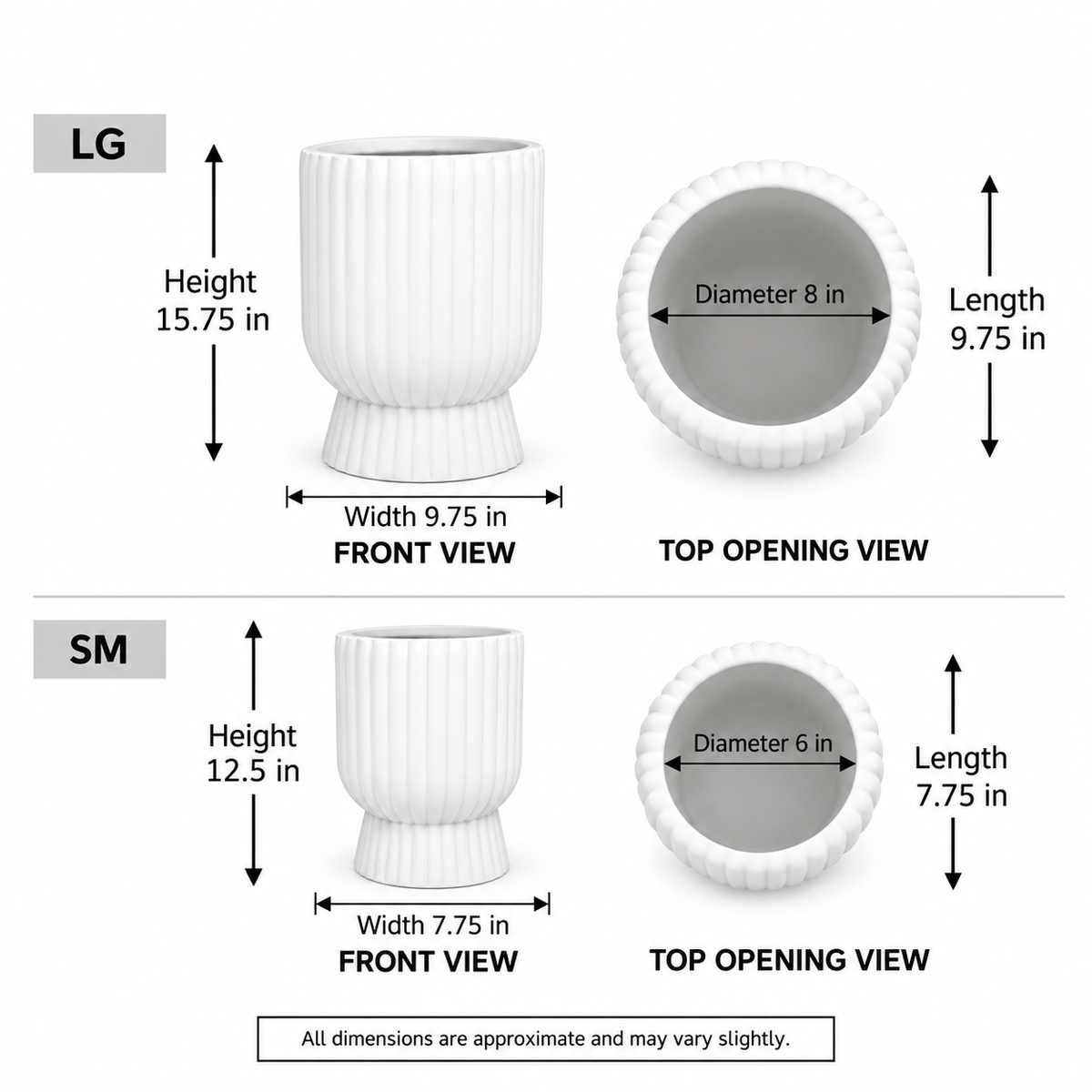 Xena Fluted Pedestal Fiberglass Planter Set (Set of 2)