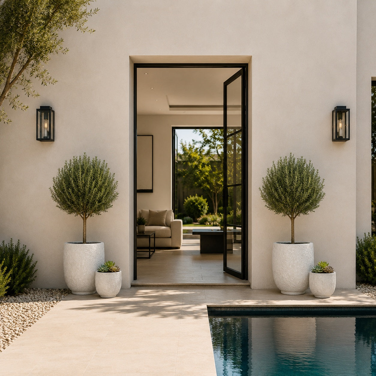 Irina Textured Cylinder Planters with Recessed Pedestal Base (Set of 2)