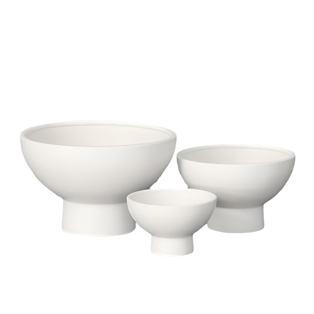 Ceramic Pot Set of Three Matte White-7.75"H