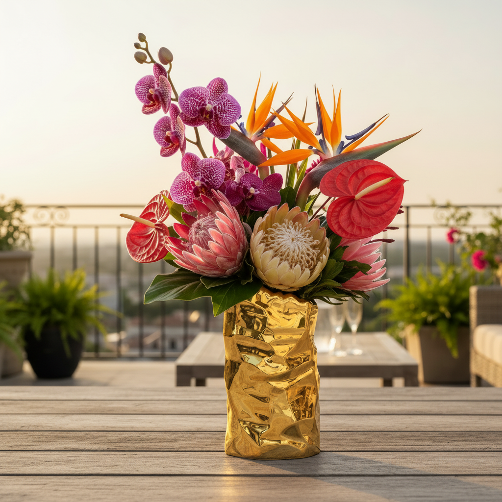 Cambri Ceramic Vase with Embossed Wave Abstract Design
