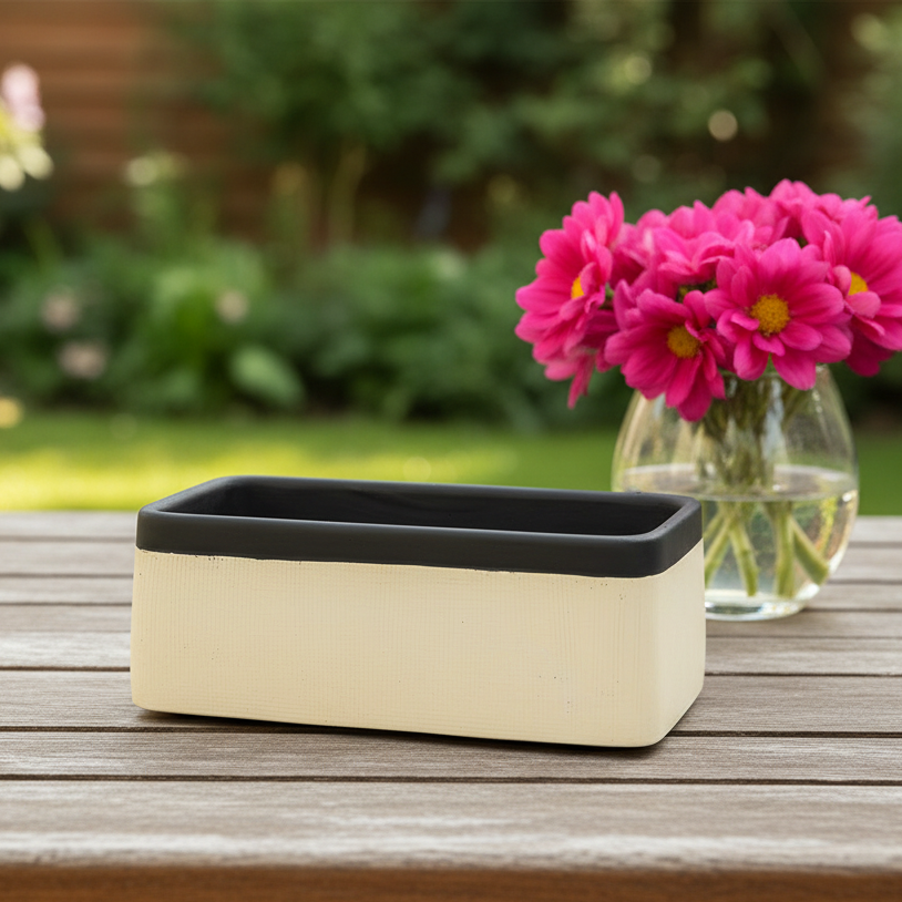 Bravine Rectangular Cement Pot