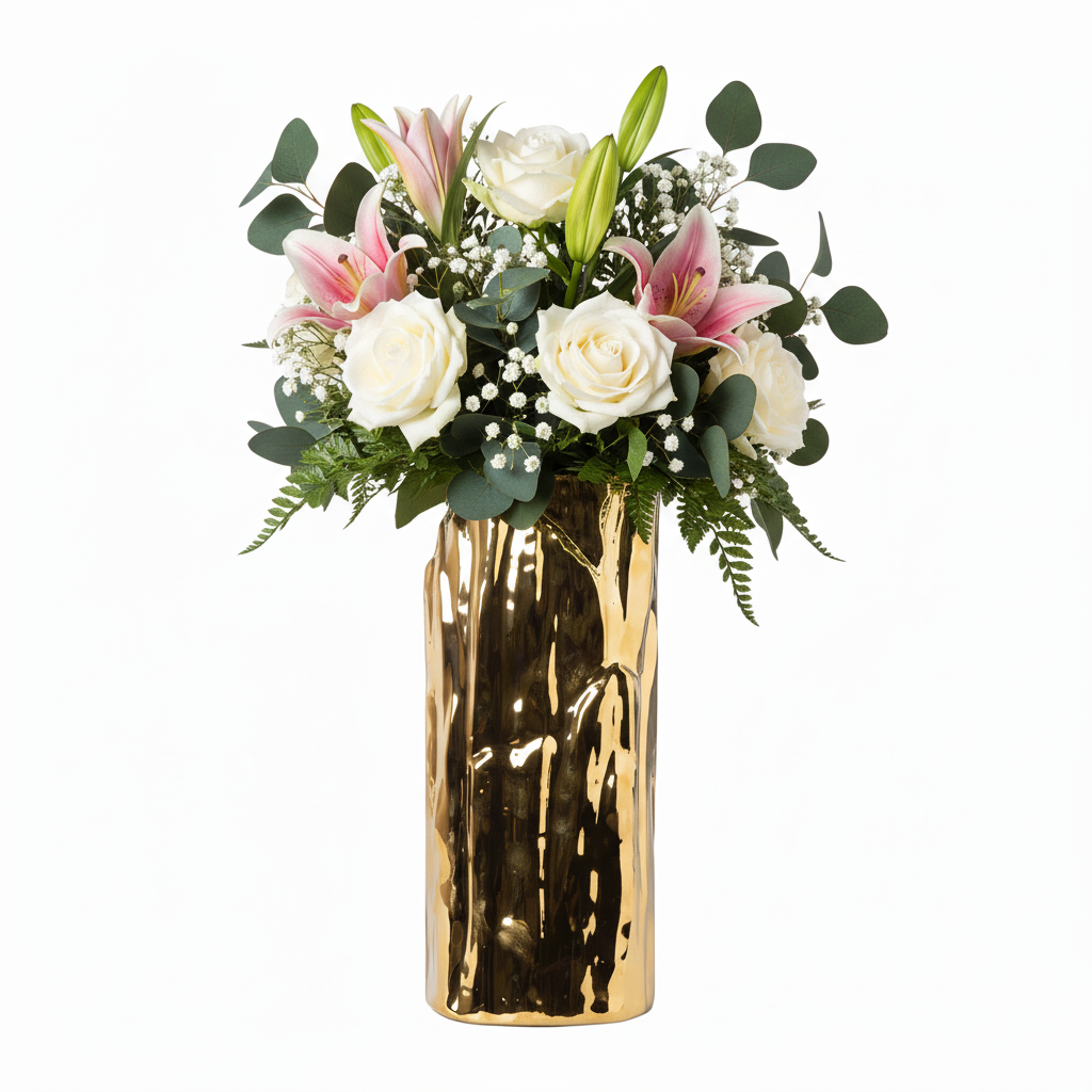 Sabine Ceramic Round Embossed Abstract Vase
