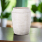 Addie Cement Round Pot with Embossed Stripe Pattern Design