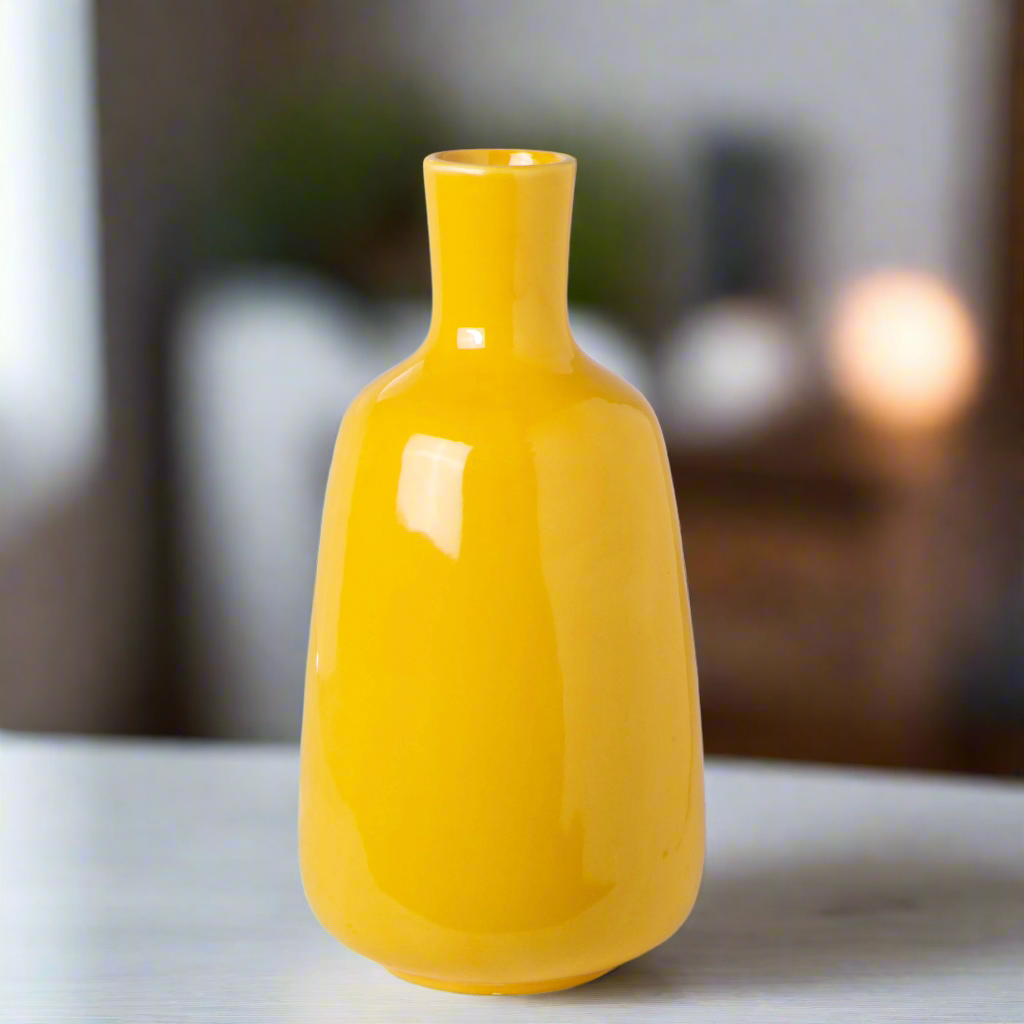 Candice Ceramic Round Bellied Vase with Short Neck Design