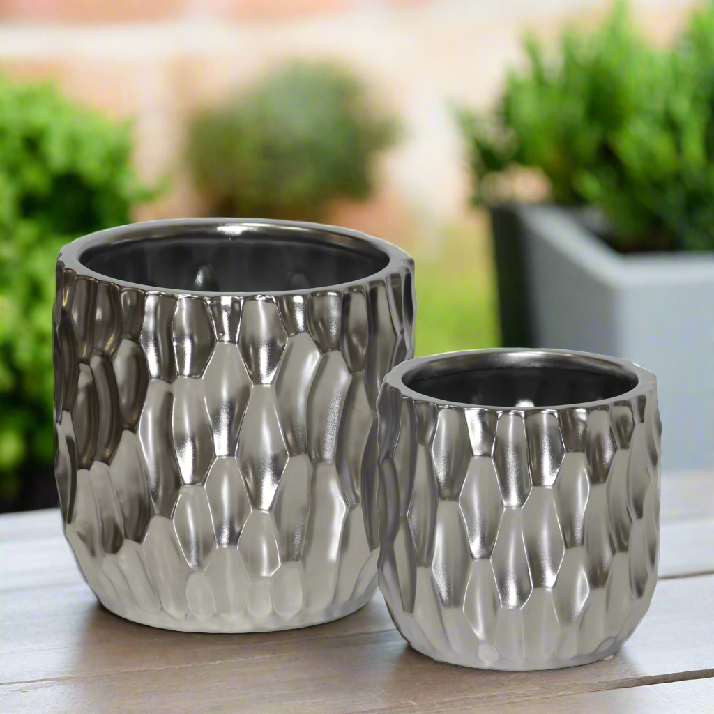 Wren Emboss Ceramic Planter Set (Set of 2)