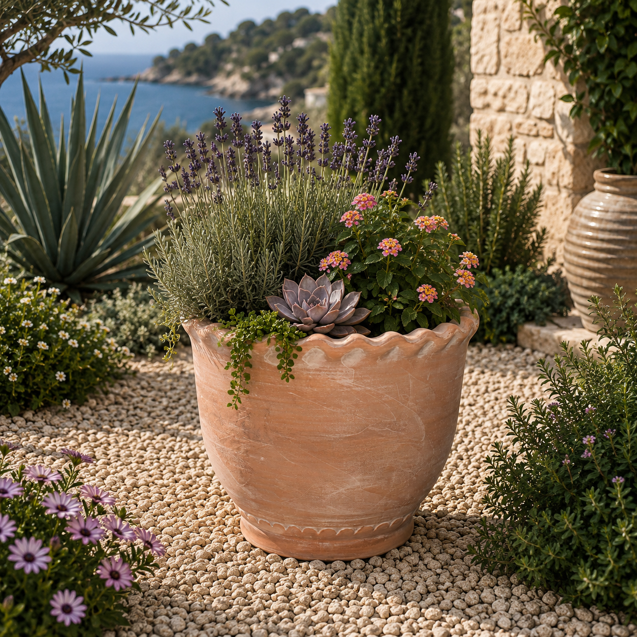Zia Scalloped Terracotta Planter